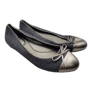 Me Too Kimber Flats Women's Sz 9 Gray Wool Comfort  Bow Slip On